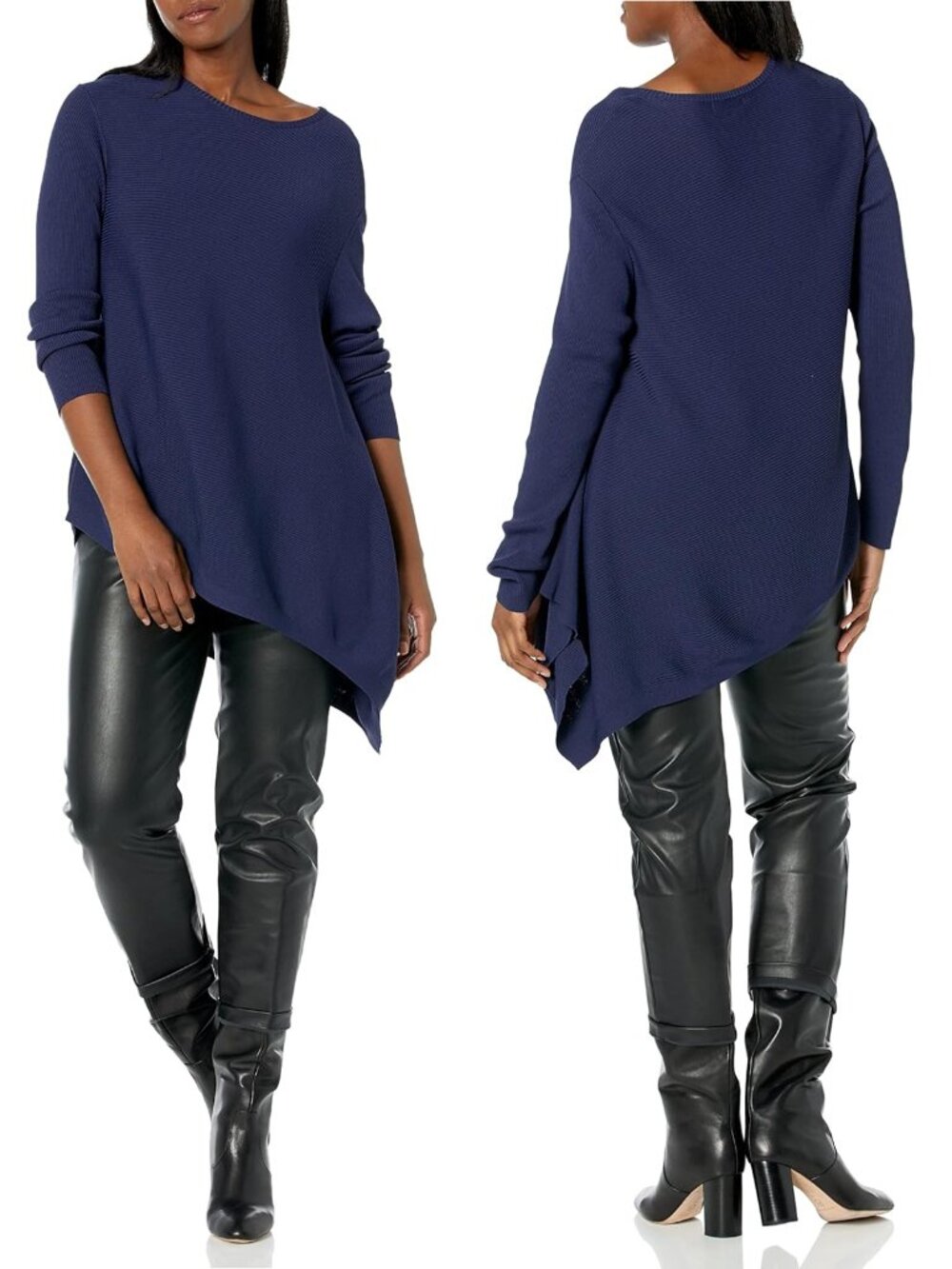 Derek Lam Blue Asymmetrical Knit Sweater Size Xl